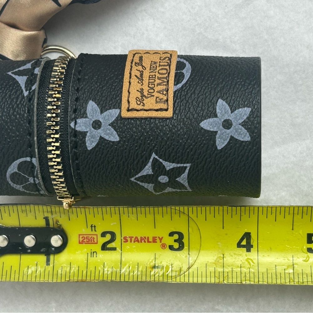 Elegant Designer Print Cylinder Pouch with Scarf - Picture 10 of 15